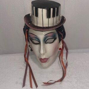 Vintage ceramic wall piano mask by Clay Art San